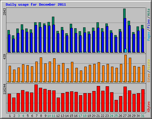Daily usage for December 2011