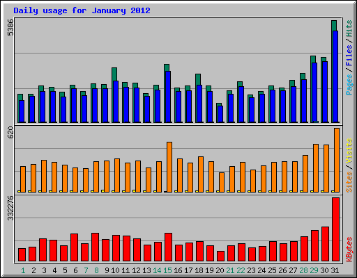 Daily usage for January 2012